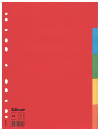 Separador esselte cartolina 5 posições A4 , Esselte , 56102 , 5701216561020